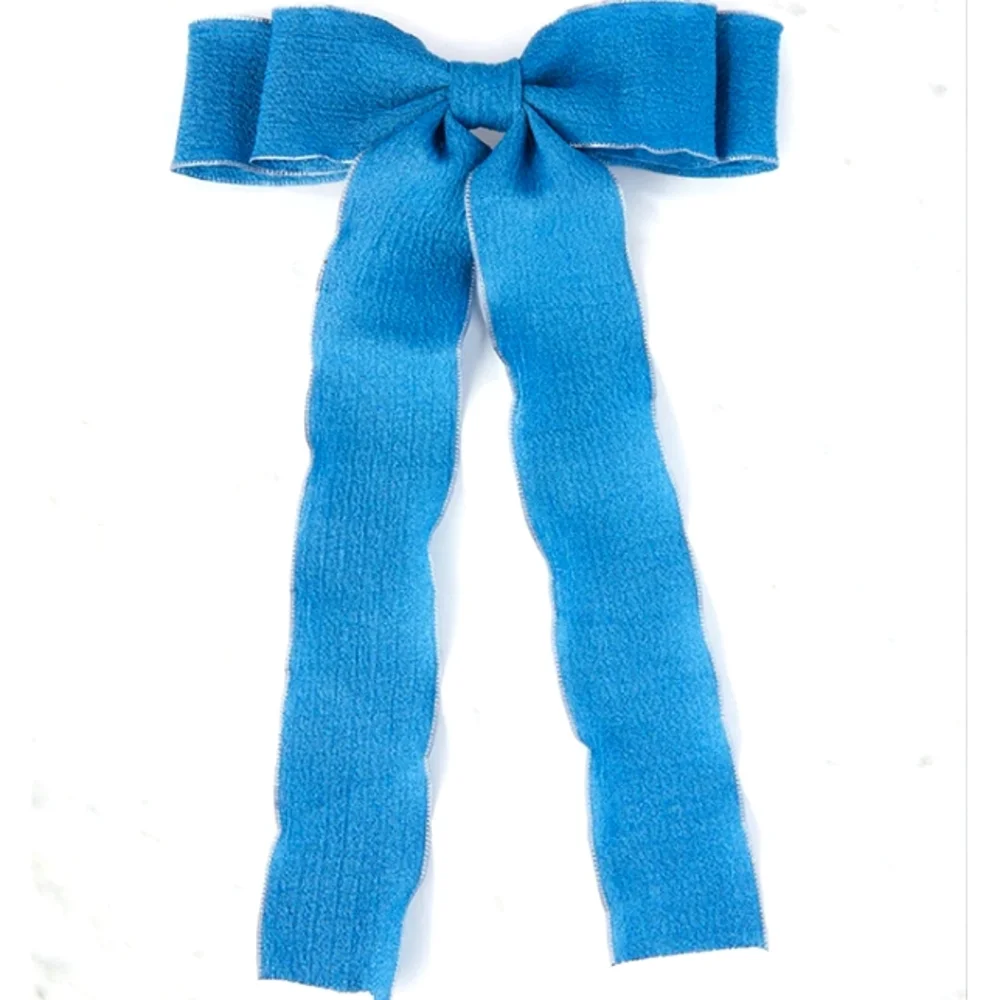 LA Hearts Ruffle Bow Hair Clip, OneSize, Navy. - Picture 2 of 3